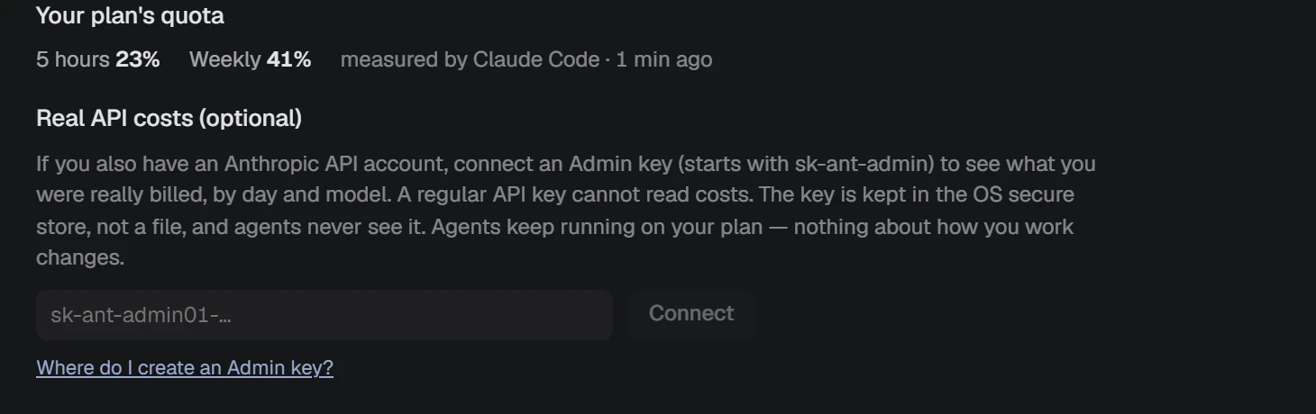 NAP screenshot: your plan quota and real API costs